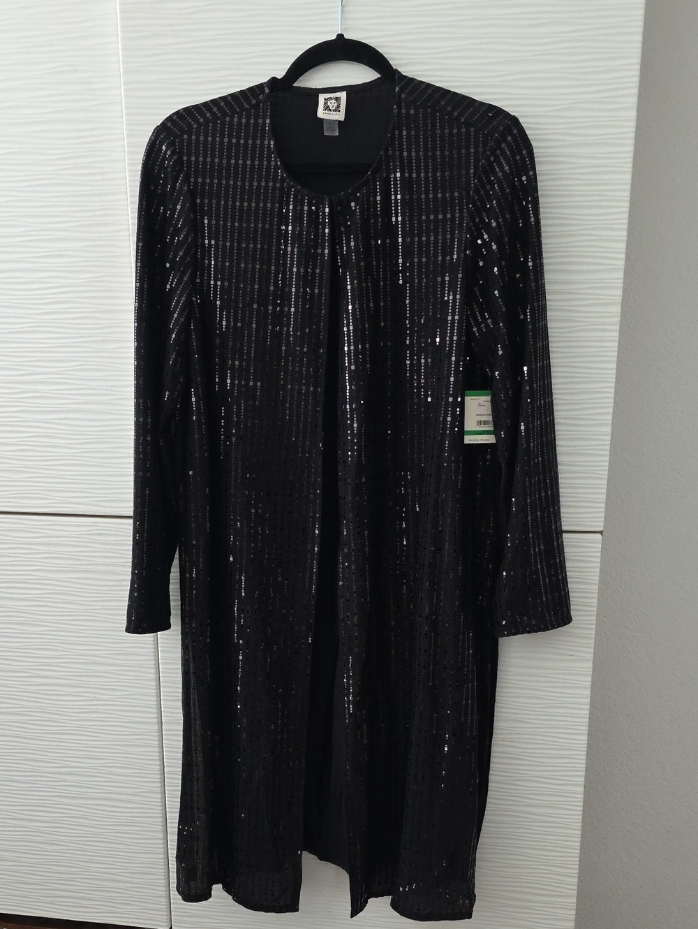 Anne Kline black sequins top